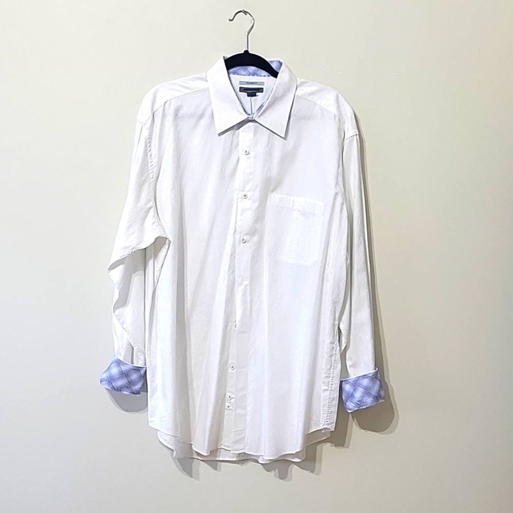 Johnson & Murphy white long sleeve button up dress shirt Size XXL